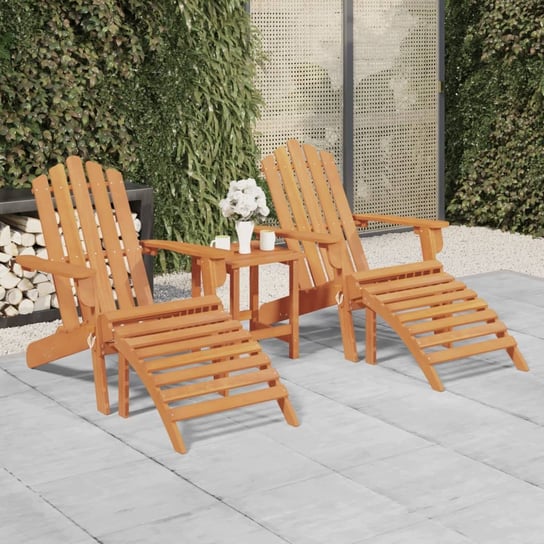 Krzesła ogrodowe adirondack z podnóżkami, 2 szt., akacjowe vidaXL