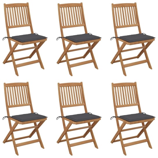 Krzesła ogrodowe akacjowe z poduszkami, antracytow Zakito Europe