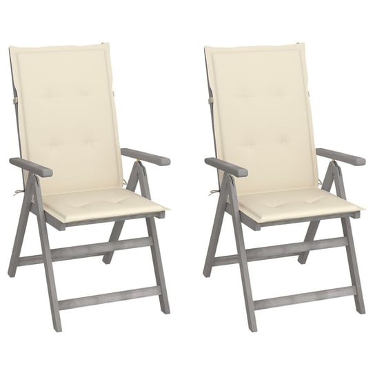 Krzesła ogrodowe akacjowe z poduszkami, szary, 56x Inna marka