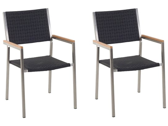 Krzesła ogrodowe BELIANI Grosseto, srebrno-czarne, 88x55x45 cm, 2 szt. Beliani