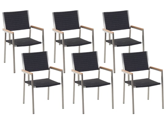 Krzesła ogrodowe BELIANI Grosseto, srebrno-czarne, 88x55x45 cm, 6 szt. Beliani