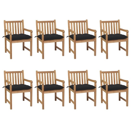 Krzesła ogrodowe drewniane tekowe, czarne poduszki Inna marka