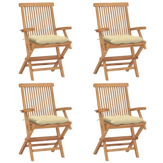 Krzesła ogrodowe drewniane tekowe, zestaw 4 szt., Inna marka
