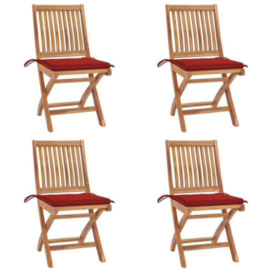 Krzesła ogrodowe drewniane z poduszkami, czerwone, Inna marka