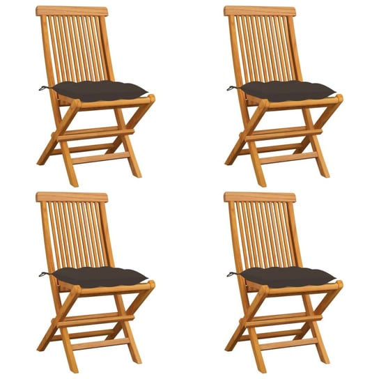 Krzesła ogrodowe, poduszki taupe, 4 szt., lite drewno tekowe vidaXL