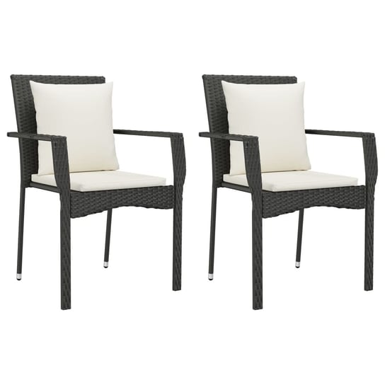Krzesła ogrodowe polirattan, czarne, z poduszkami Inna marka