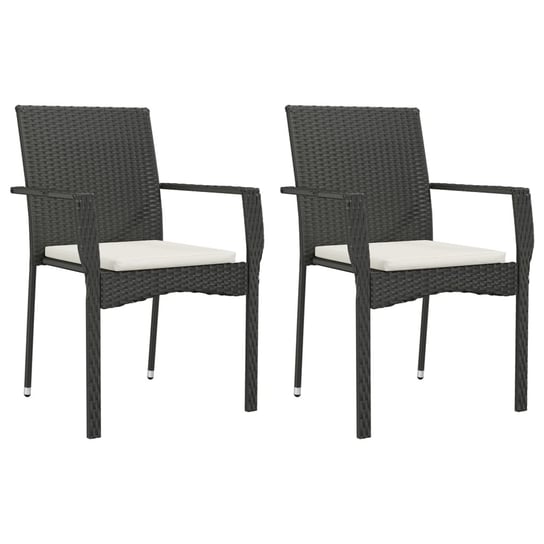 Krzesła ogrodowe polirattanowe, czarne, z poduszka Inna marka