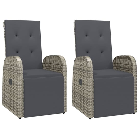 Krzesła ogrodowe rozkładane - szare, rattan PE, st Inna marka