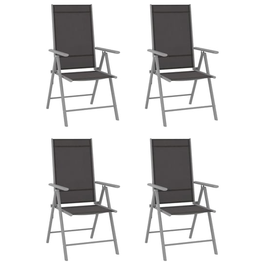 Krzesła ogrodowe składane, 4 szt., czarno-srebrne, Inna marka