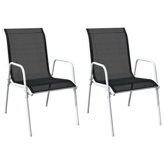 Krzesła ogrodowe, sztaplowane, 2 szt., stal i Textilene, czarne vidaXL