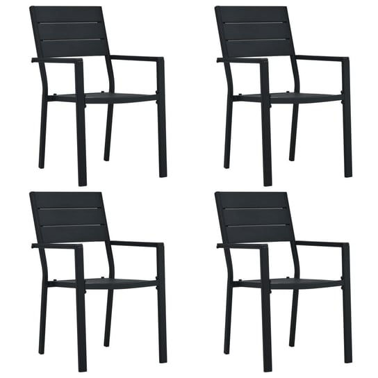 Krzesła ogrodowe VidaXL, czarne, HDPE o wyglądzie drewna, 4 sztuki vidaXL