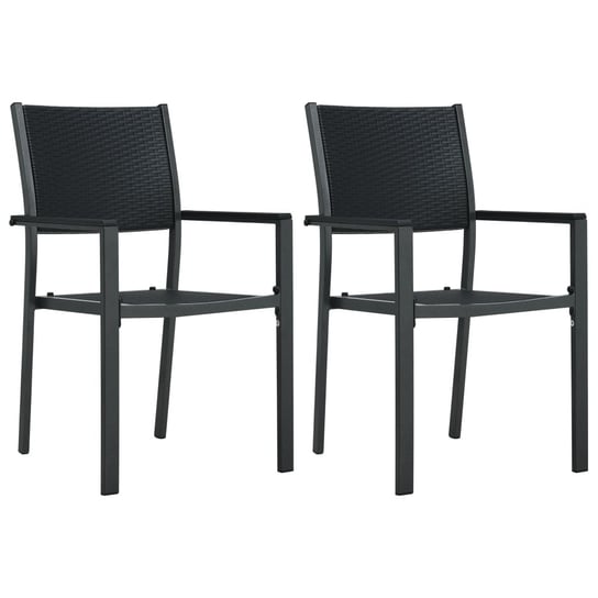 Krzesła ogrodowe VidaXL, czarne, plastik stylizowany na rattan, 2 sztuki vidaXL