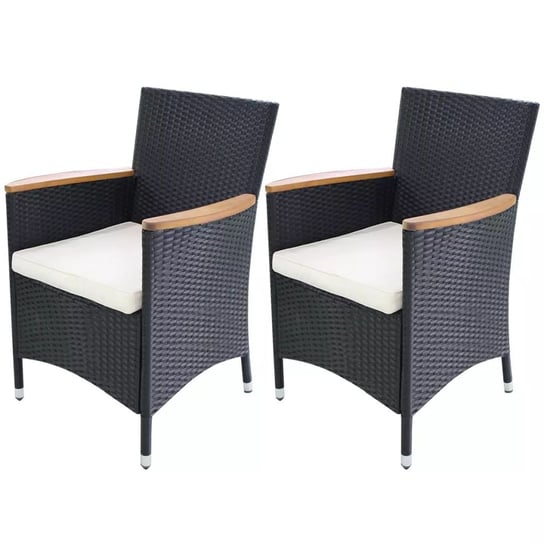 Krzesła ogrodowe vidaXL, rattanowe, czarne, 59x60x88 cm, 2 sztuki vidaXL