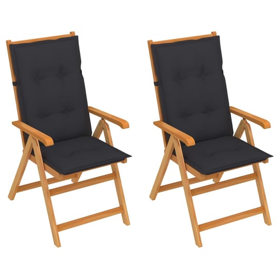 Krzesła ogrodowe z antracytowymi poduszkami, 2 szt., tekowe vidaXL