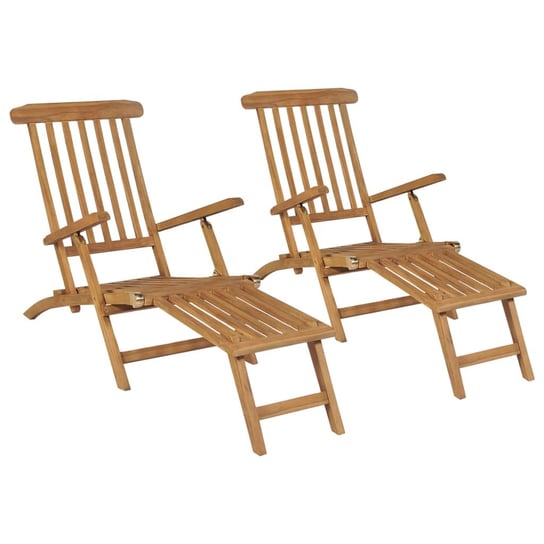 Krzesła ogrodowe z podnóżkami, 2 szt., lite drewno tekowe vidaXL