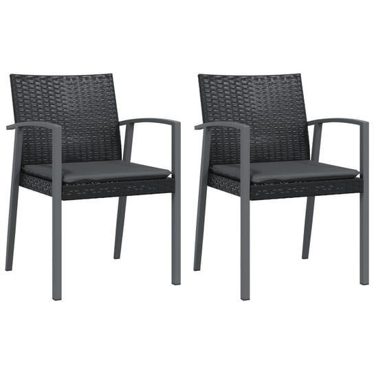 Krzesła ogrodowe z poduszkami, 2 szt., czarne, 56, vidaXL