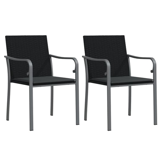 Krzesła ogrodowe z poduszkami, 2 szt., czarne, 56x vidaXL