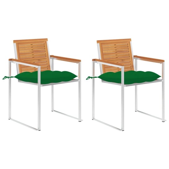 Krzesła ogrodowe z poduszkami, 2 szt., drewno akacjowe i stal vidaXL