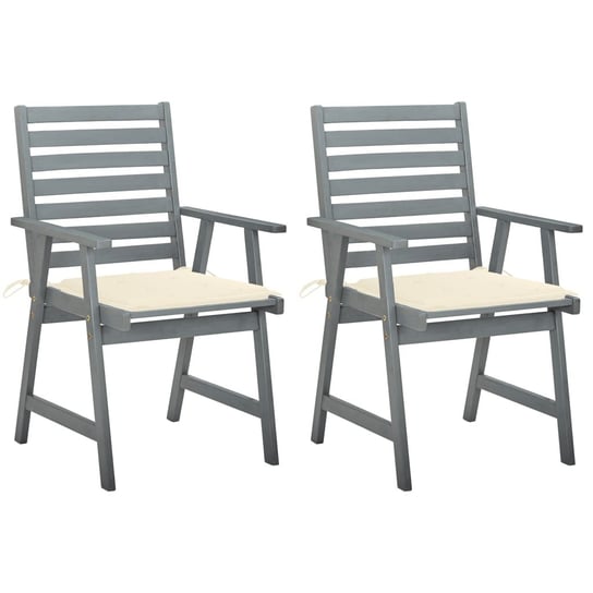 Krzesła ogrodowe z poduszkami, 2 szt., lite drewno akacjowe vidaXL