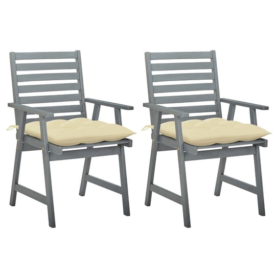 Krzesła ogrodowe z poduszkami, 2 szt., lite drewno akacjowe vidaXL