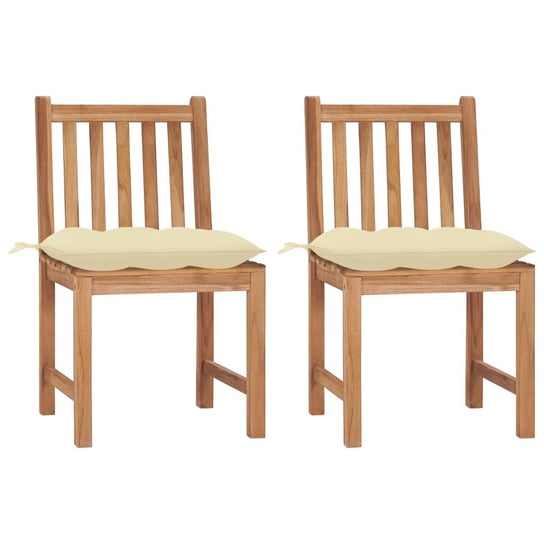 Krzesła ogrodowe z poduszkami, 2 szt., lite drewno tekowe vidaXL
