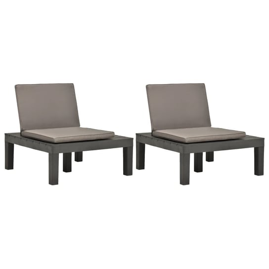 Krzesła ogrodowe z poduszkami, 2 szt., plastik, antracytowe vidaXL