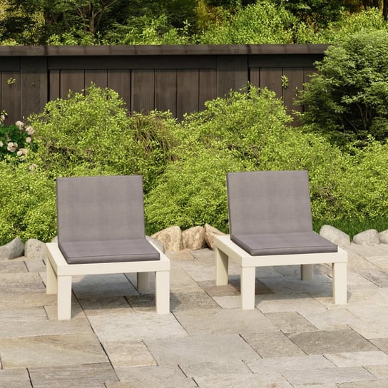 Krzesła ogrodowe z poduszkami, 2 szt., plastik, białe vidaXL