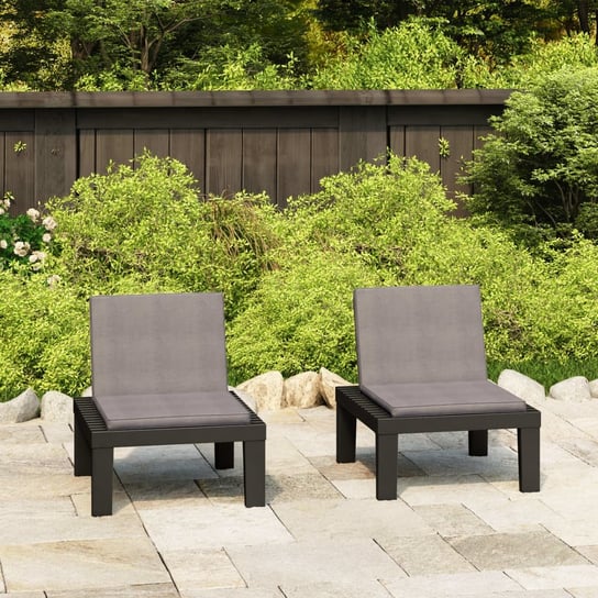 Krzesła ogrodowe z poduszkami, 2 szt., plastik, szare vidaXL