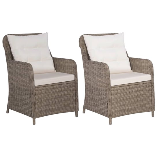 Krzesła ogrodowe z poduszkami, 2 szt., polirattan, brązowe vidaXL