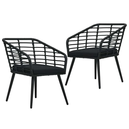 Krzesła ogrodowe z poduszkami, 2 szt., polirattan, czarne vidaXL