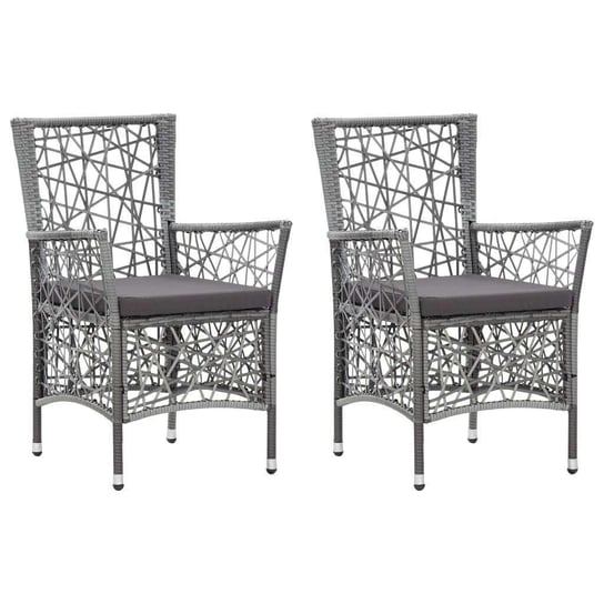 Krzesła ogrodowe z poduszkami, 2 szt., polirattanowe, szare vidaXL