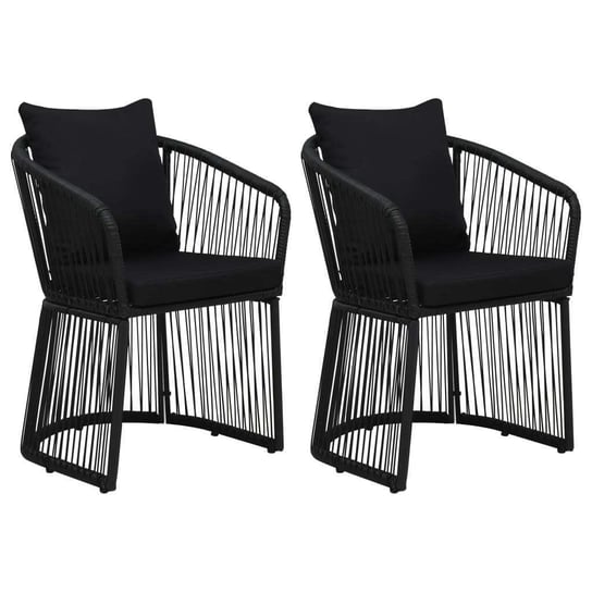 Krzesła ogrodowe z poduszkami, 2 szt., rattan PVC, czarne vidaXL