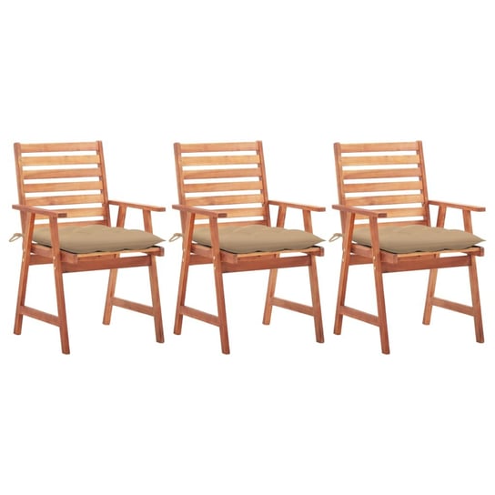Krzesła ogrodowe z poduszkami, 3 szt., lite drewno akacjowe vidaXL