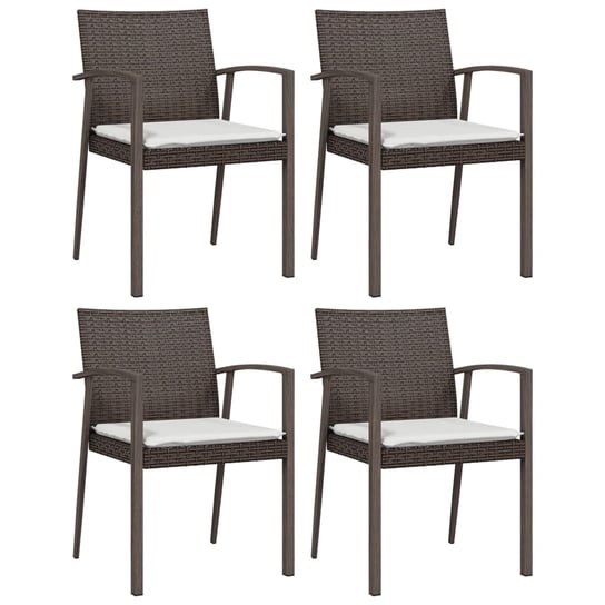 Krzesła ogrodowe z poduszkami, 4 szt., brązowe, 56 vidaXL