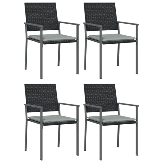 Krzesła ogrodowe z poduszkami, 4 szt., czarne, 54x vidaXL