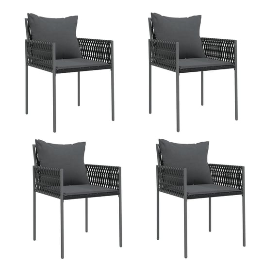 Krzesła ogrodowe z poduszkami, 4 szt., czarne, 54x vidaXL