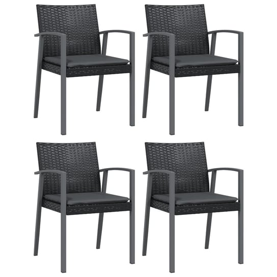 Krzesła ogrodowe z poduszkami, 4 szt., czarne, 56, vidaXL