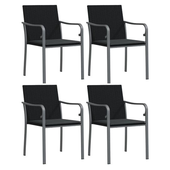 Krzesła ogrodowe z poduszkami, 4 szt., czarne, 56x vidaXL