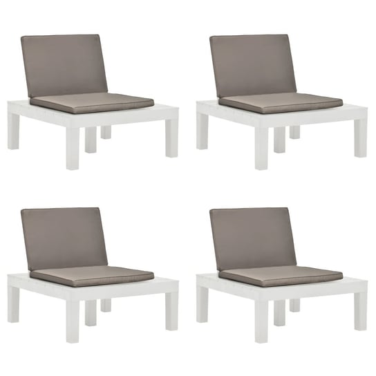 Krzesła ogrodowe z poduszkami, 4 szt., plastik, białe vidaXL