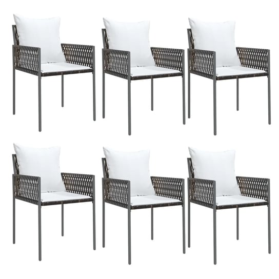 Krzesła ogrodowe z poduszkami, 6 szt., brązowe, 54 vidaXL