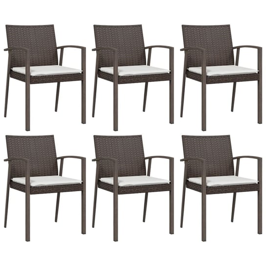 Krzesła ogrodowe z poduszkami, 6 szt., brązowe, 56 vidaXL