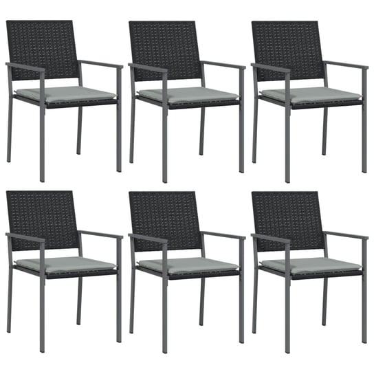 Krzesła ogrodowe z poduszkami, 6 szt., czarne, 54x vidaXL