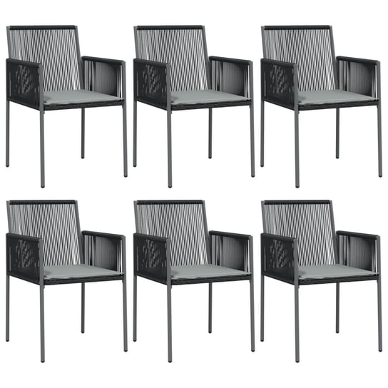 Krzesła ogrodowe z poduszkami, 6 szt., czarne, 54x vidaXL