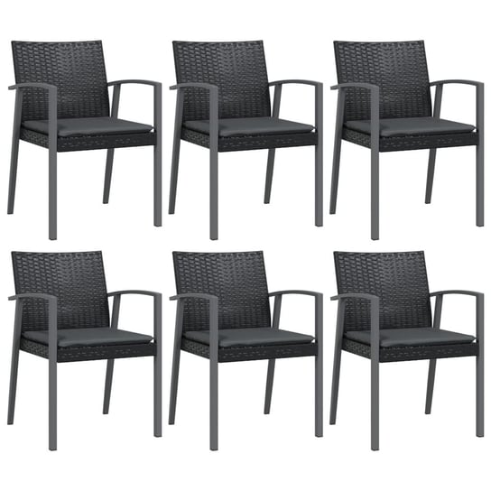Krzesła ogrodowe z poduszkami, 6 szt., czarne, 56, vidaXL