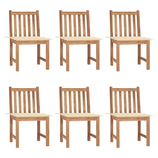Krzesła ogrodowe z poduszkami, 6 szt., lite drewno tekowe vidaXL