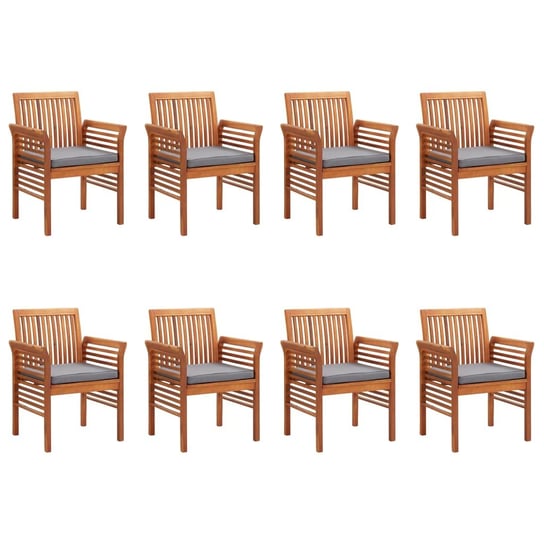 Krzesła ogrodowe z poduszkami, 8 szt., lite drewno akacjowe vidaXL