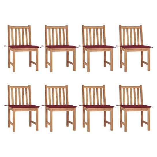 Krzesła ogrodowe z poduszkami, 8 szt., lite drewno tekowe vidaXL
