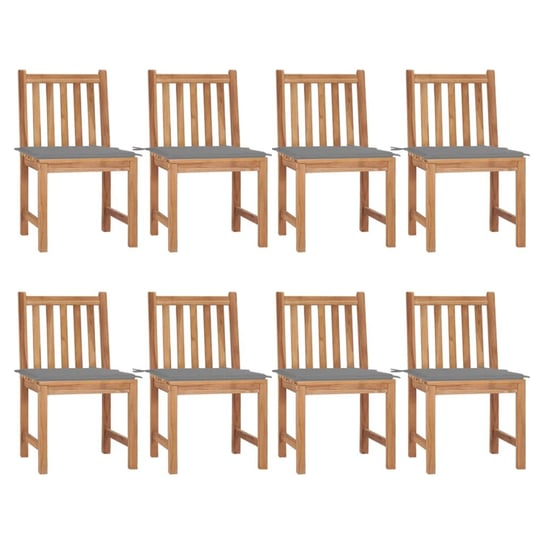 Krzesła ogrodowe z poduszkami, 8 szt., lite drewno tekowe vidaXL