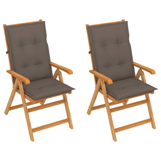 Krzesła ogrodowe z poduszkami taupe, 2 szt., drewno tekowe vidaXL