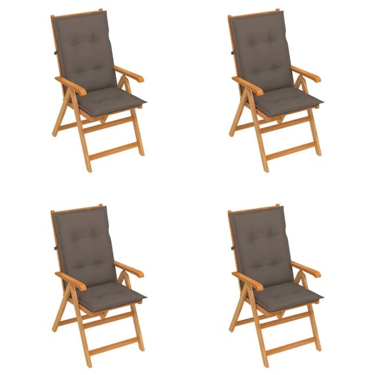 Krzesła ogrodowe z poduszkami taupe, 4 szt., drewno tekowe vidaXL